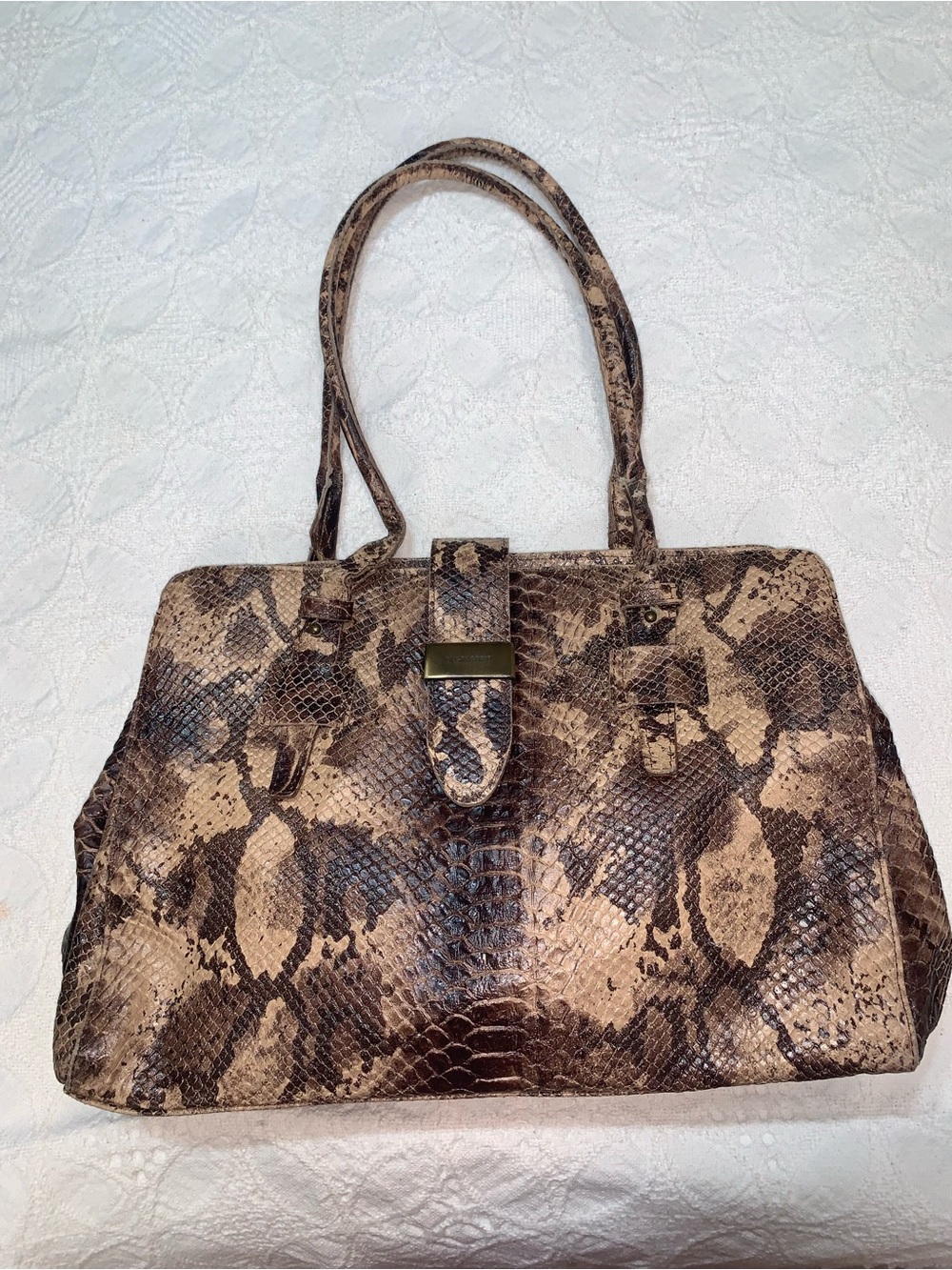 Vintage Di Gregorio Genuine Snakeskin Leather Tote Handbag